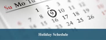 Holiday Schedule-generic calendar