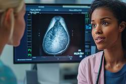 doctor and mammogram