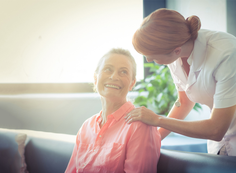 Nurse talking with patient