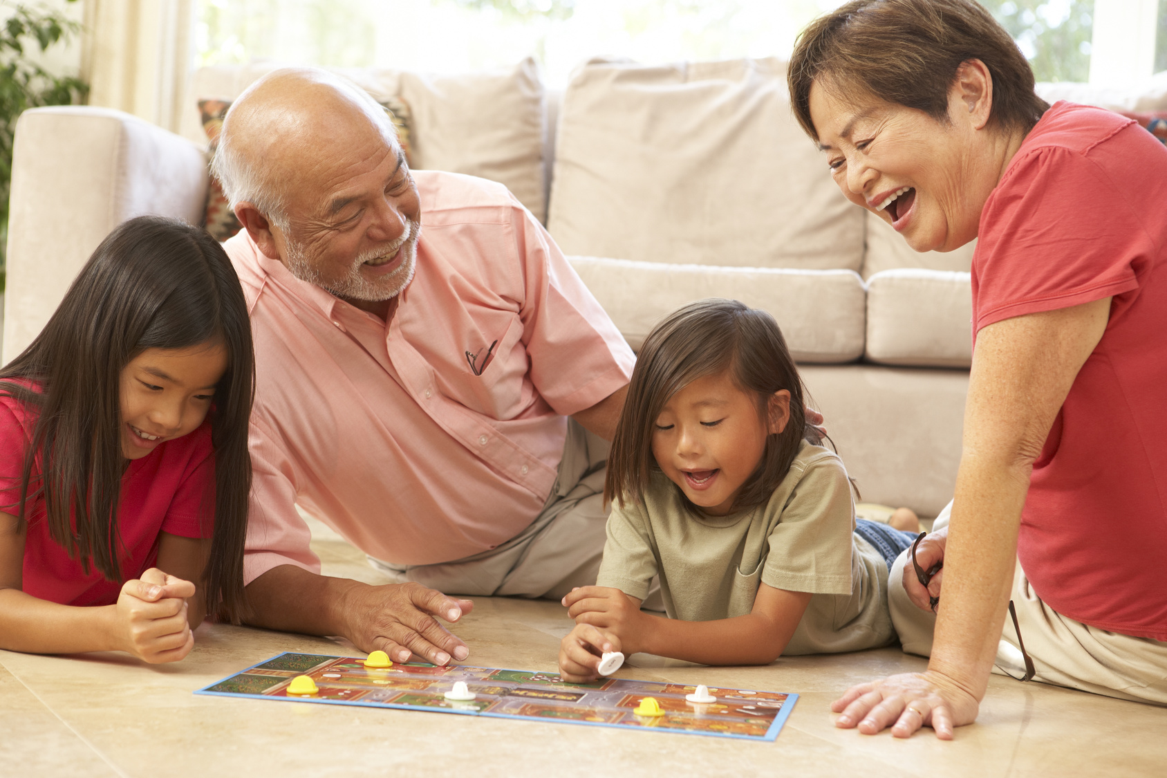 Family playing a game