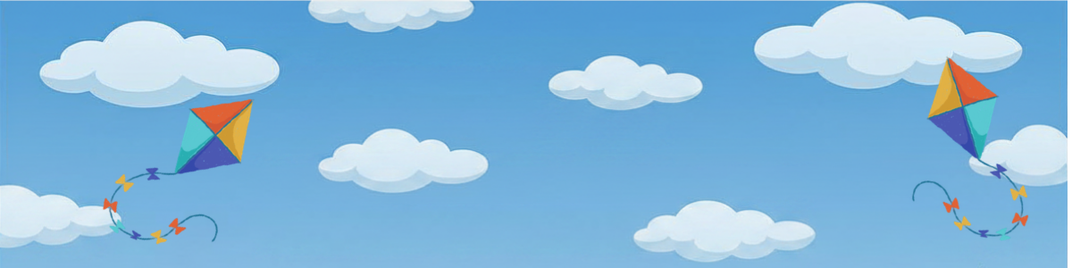 Blue Sky with clouds and two kites