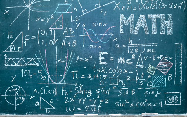 Chalkboard with math formulas