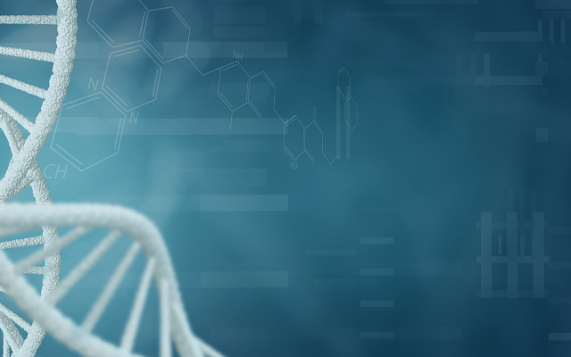 DNA strand on blue background
