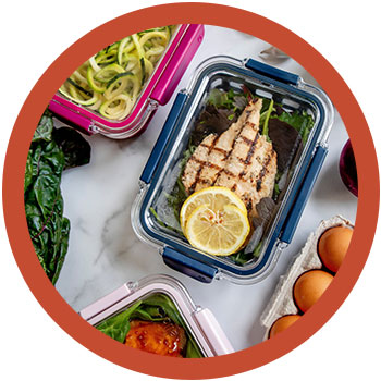 meal prep containers with healthy food