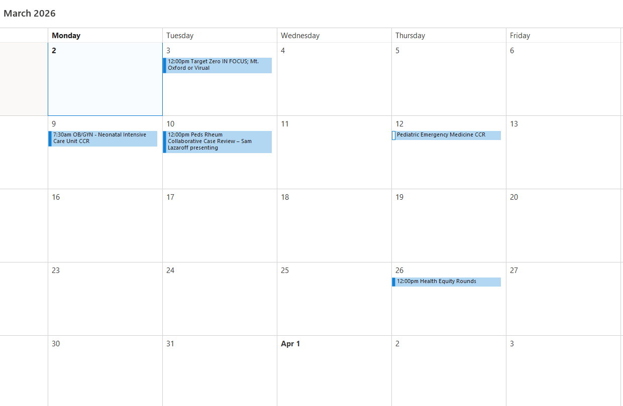 CHCO CCRs and Target Zero Sessions
