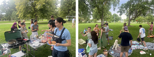 student at bbq at picnic