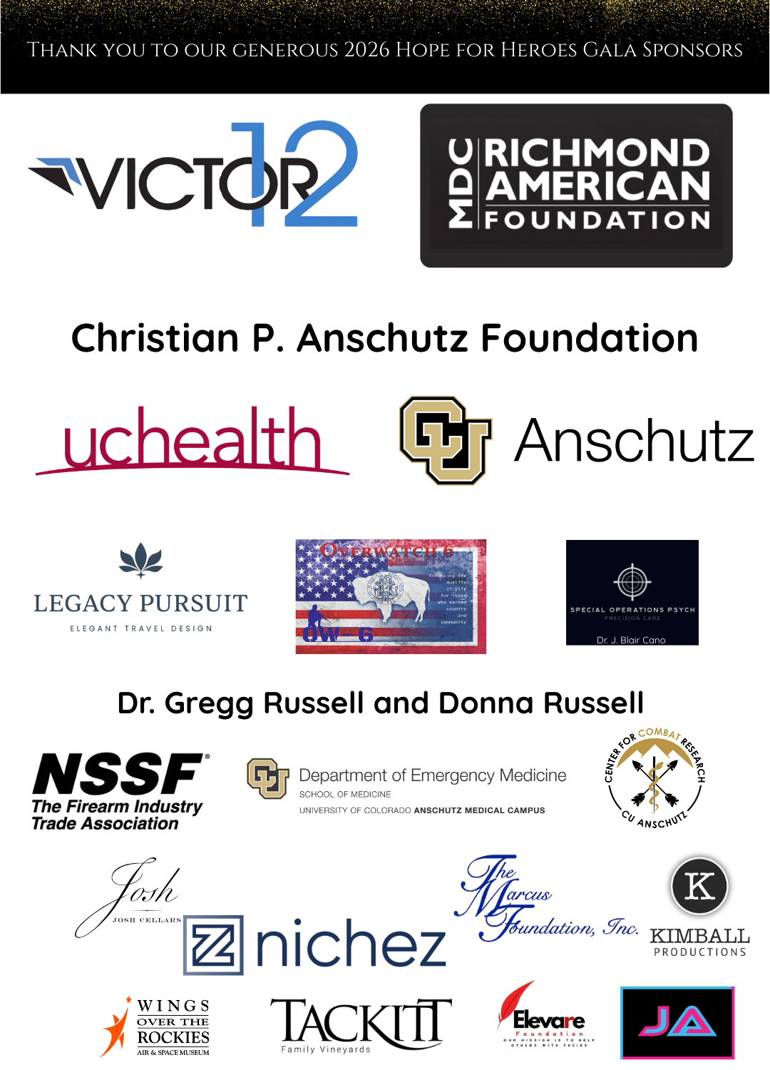 sponsor for hope for heroes gala 2026