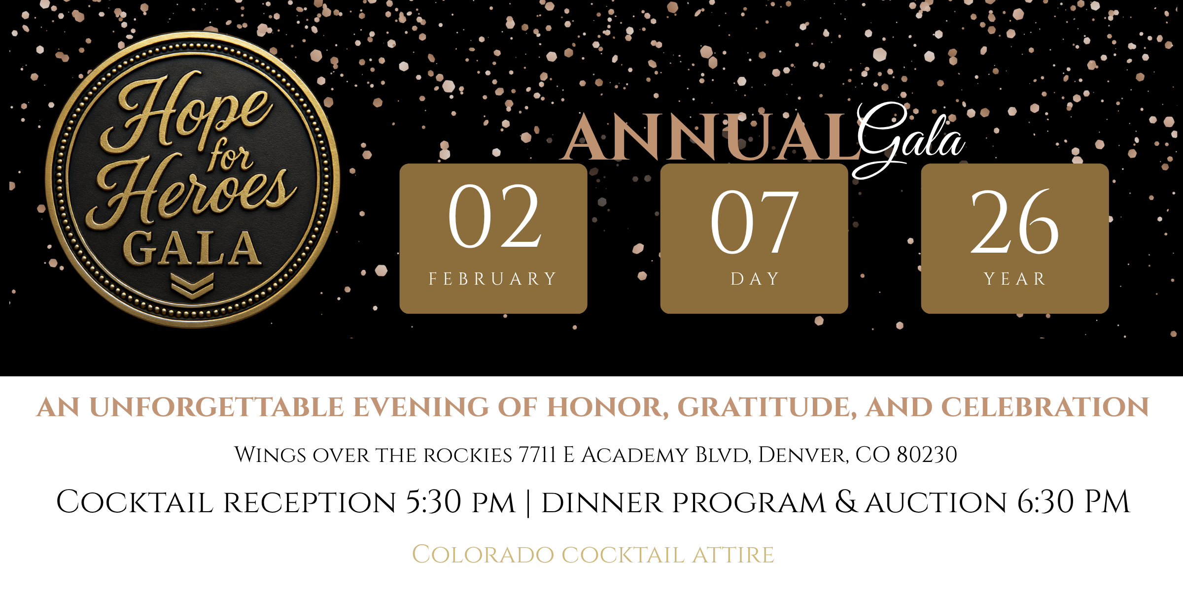 hope for heroes website banner with name and date