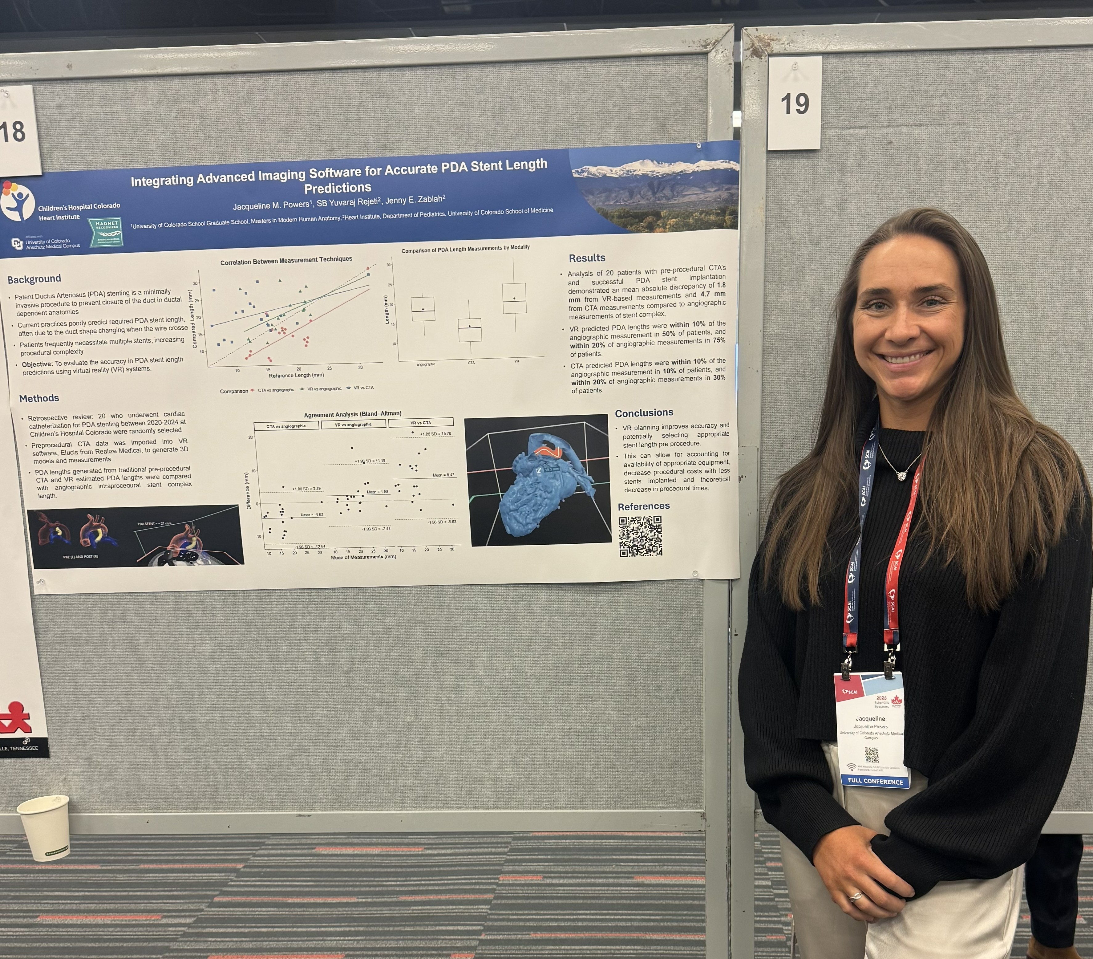 Jacq Powers in front of her poster at SCAI Conference