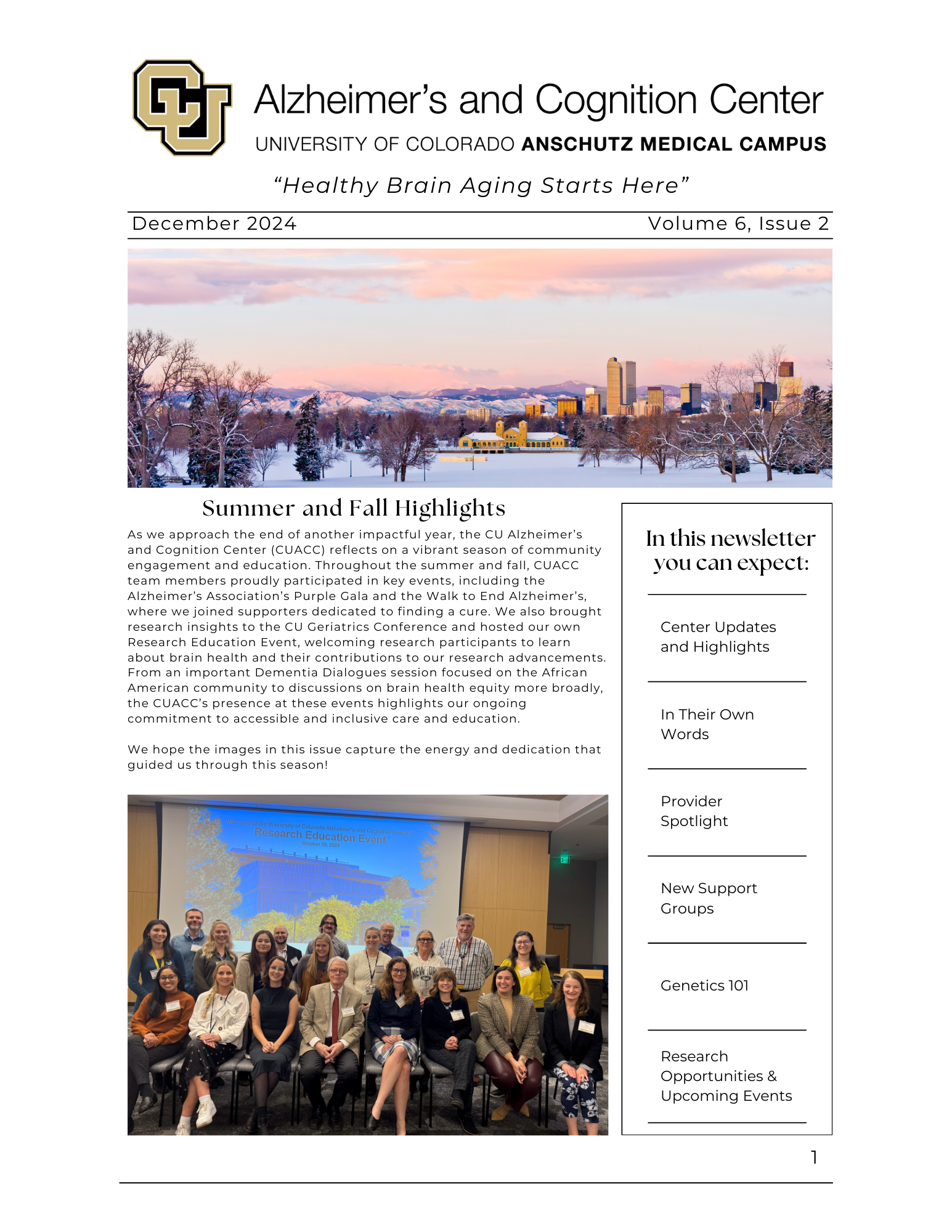 Front page of Dec. 2024 newsletter