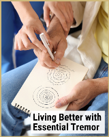 Hands drawing spirals with the help of a clinician