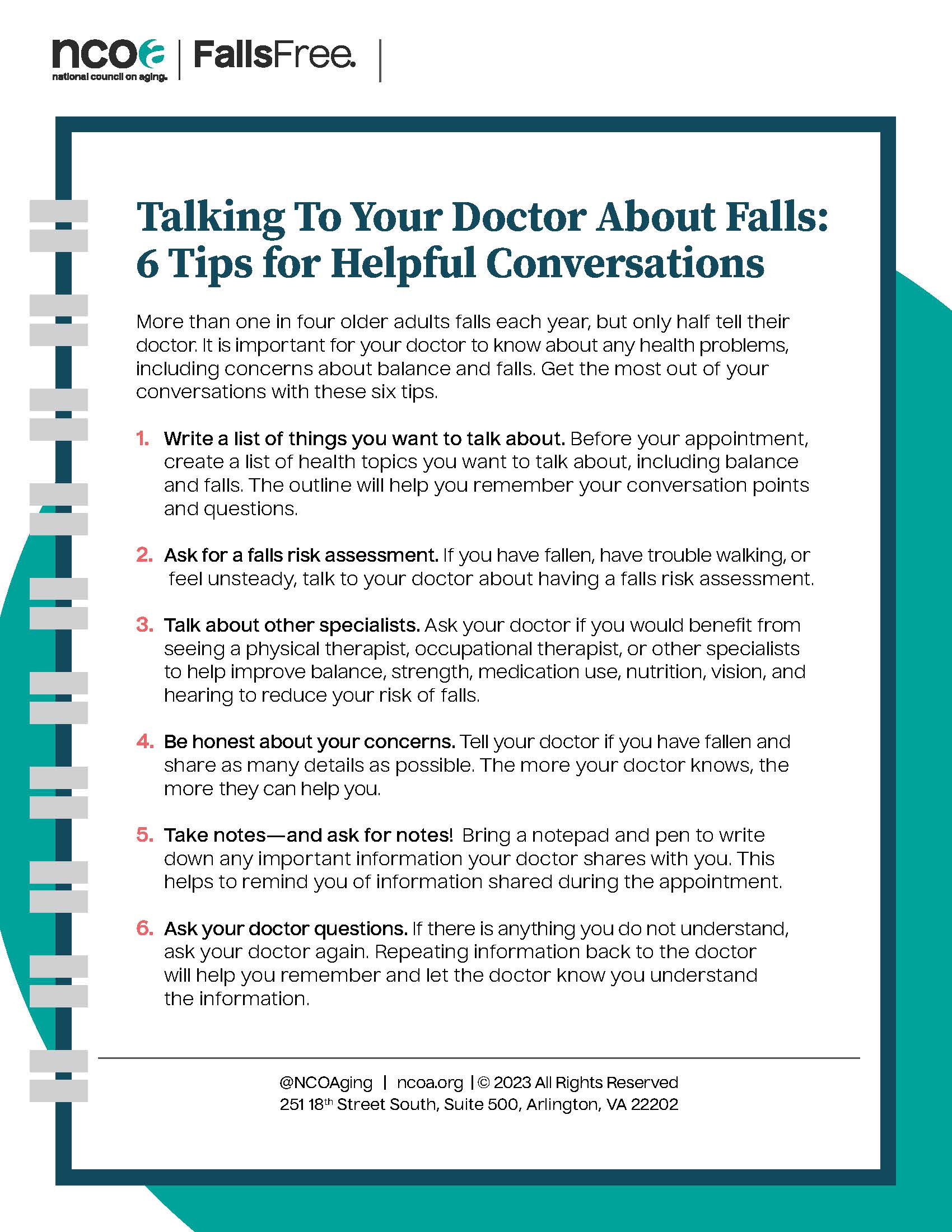 6 tips for helpful conversation with your Dr. | Falls Prevention