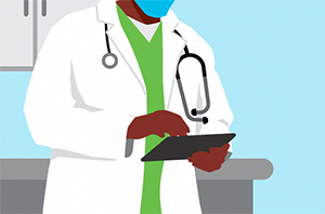 graphic of doctor in white coat