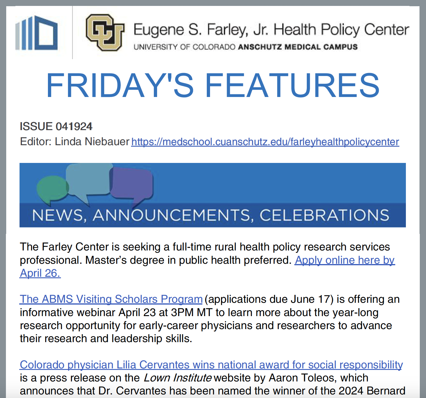 Friday's Features April 19, 2024