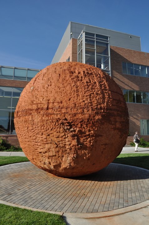 Outdoor sphere sculpture on CU Anschutz campus 