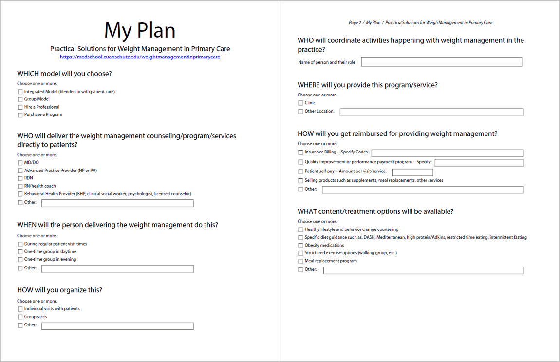 My Plan -- snapshot of both pages
