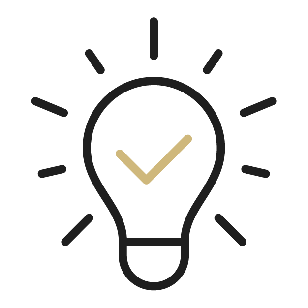 Iconofalightbulbwithacheckmarkonitemittinglight