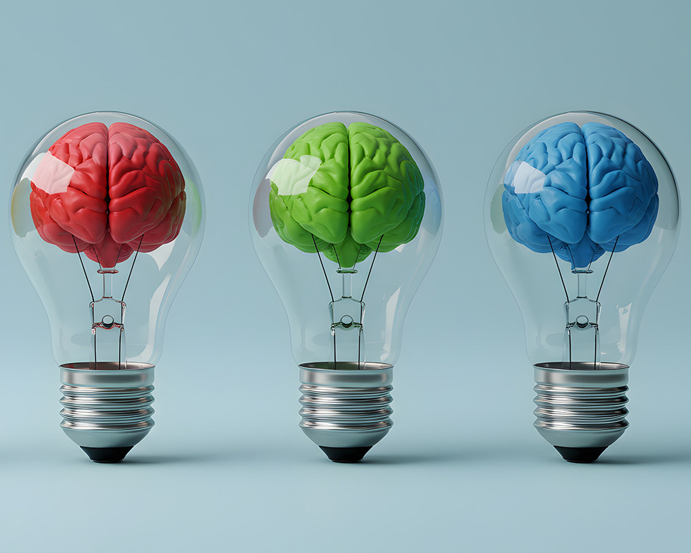 Threelightbulbswithcolorsbrainsinsidethem