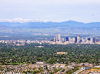 Denver skyline with mountains