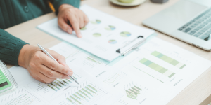 Financial papers on a desk