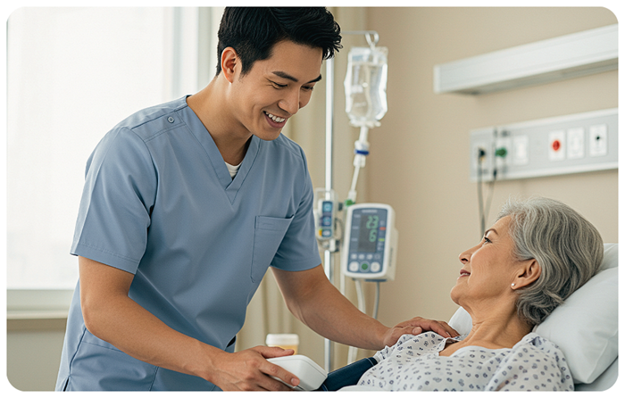 malenursevisitingwithelderlyfemalepatient