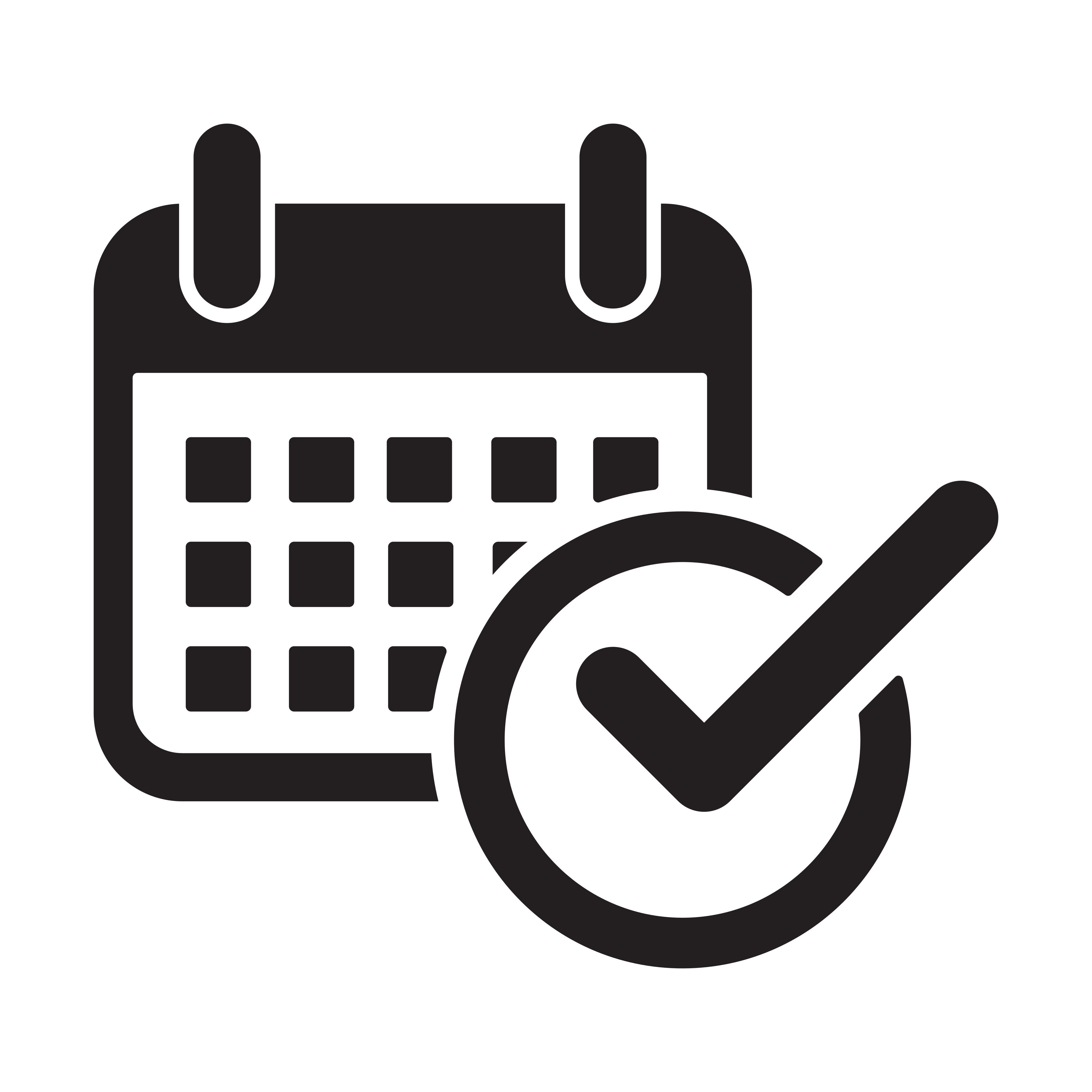Calendar with check mark on day