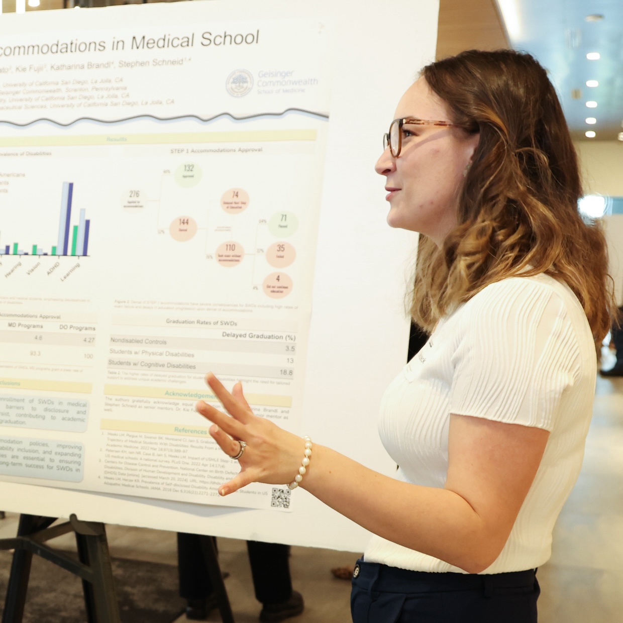 Person presenting a poster