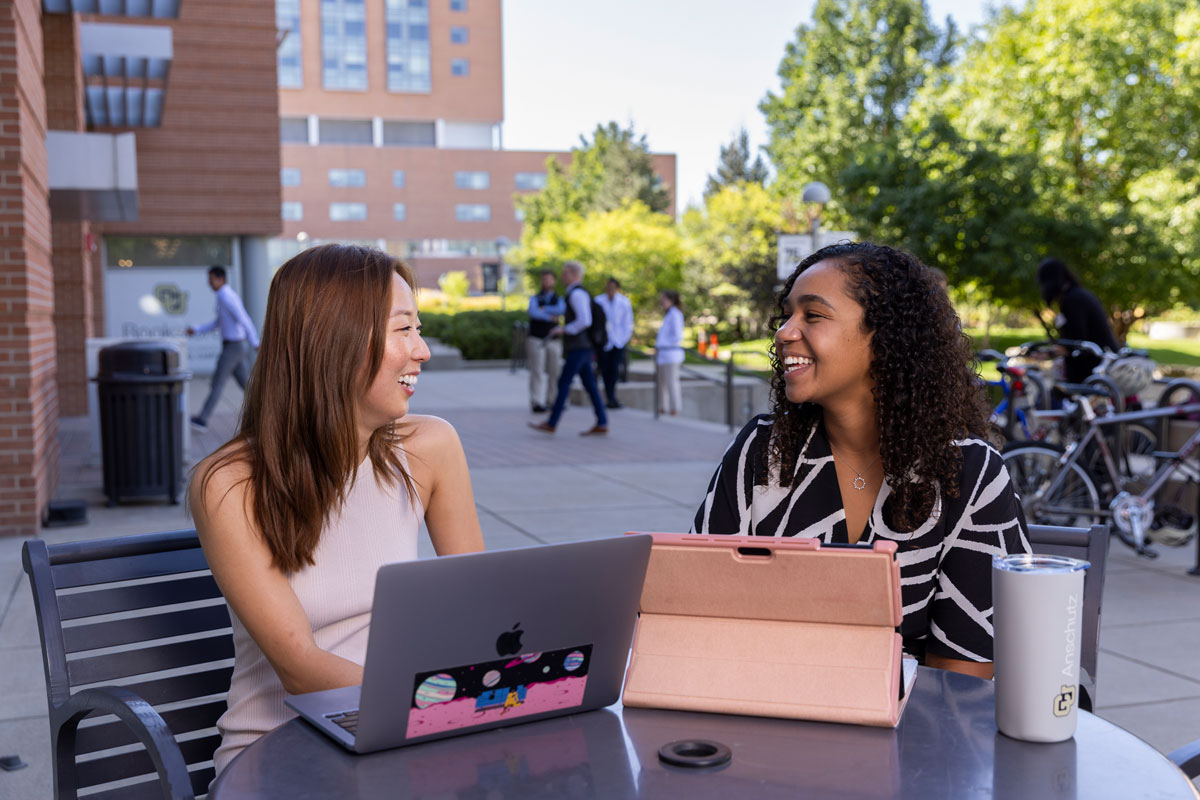 Students talking on campus