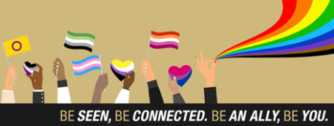 lgtb hub flyer with flags and rainbow