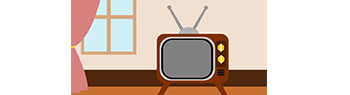 Graphic illustration of a television in home.