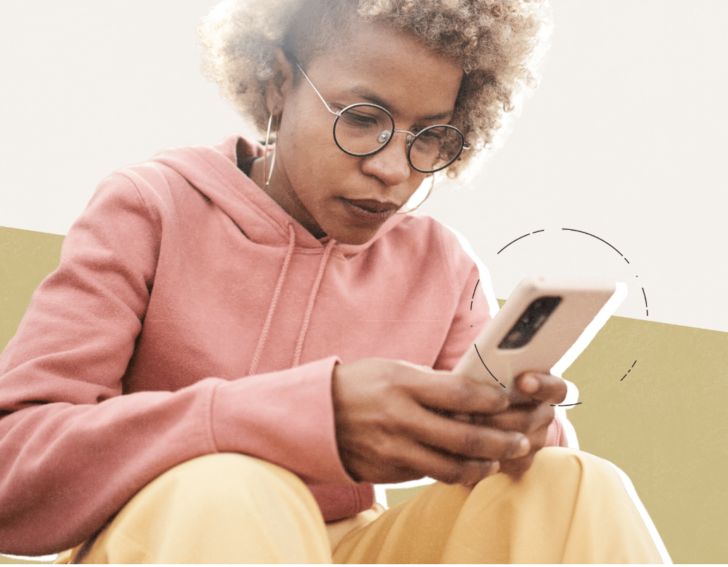 Looking at her phone