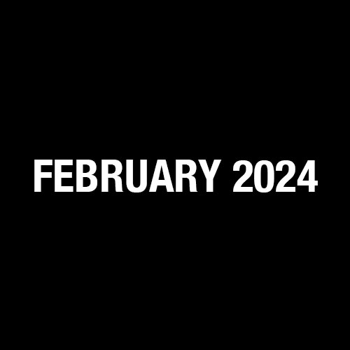 February 2024 over black background