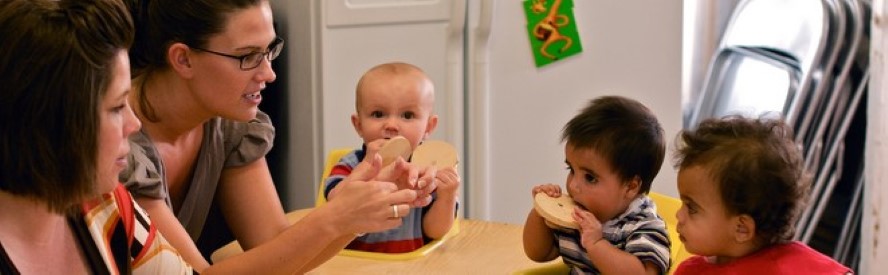 Infants enjoying a meal