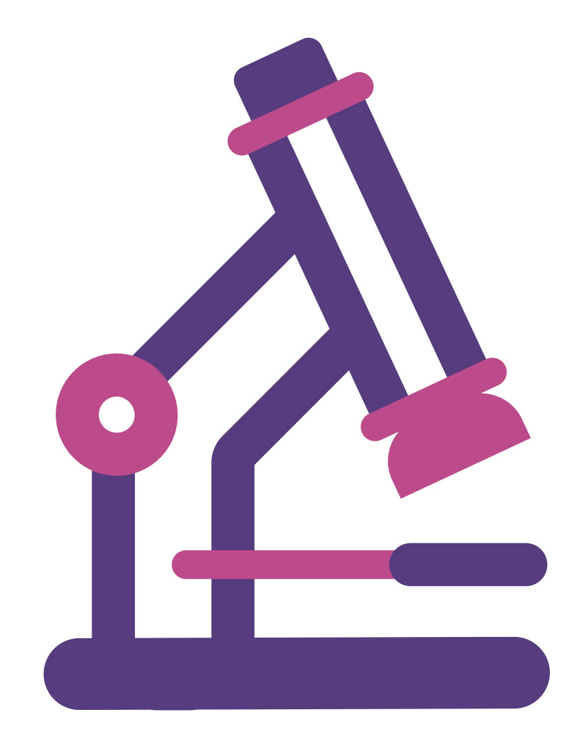 Microscope icon representing scientific discovery.