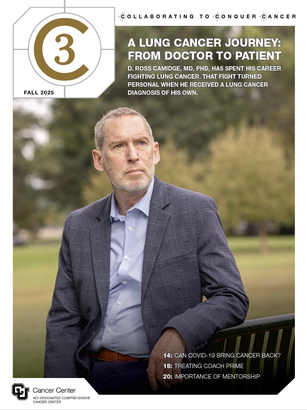 Ross Camidge on cover of magazine looking off into the distance