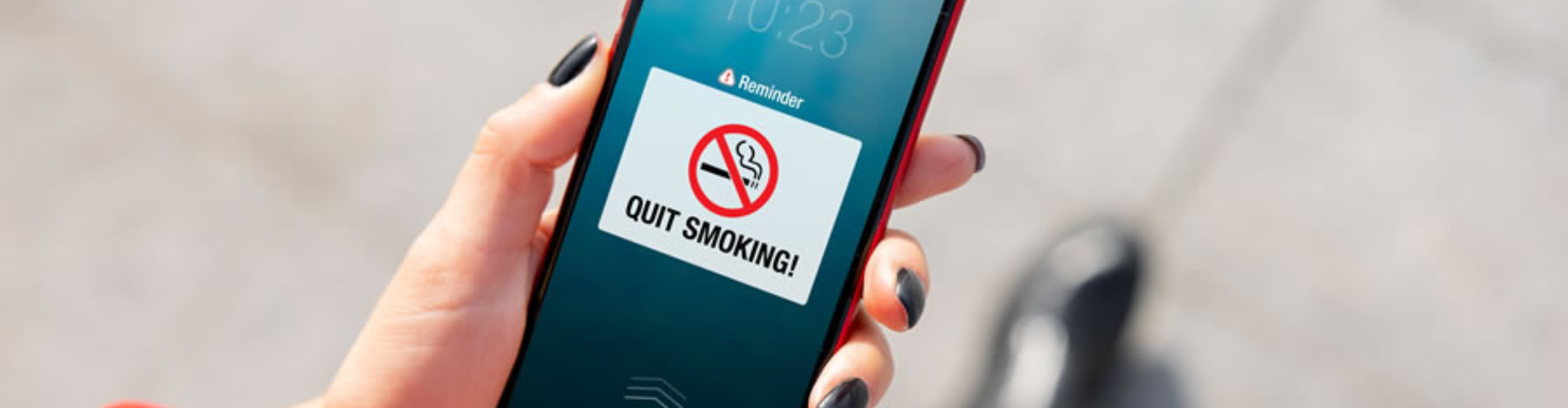 Phone with a No Smoking logo on the screen