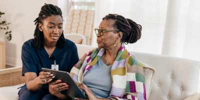Female nurse provides care to patient
