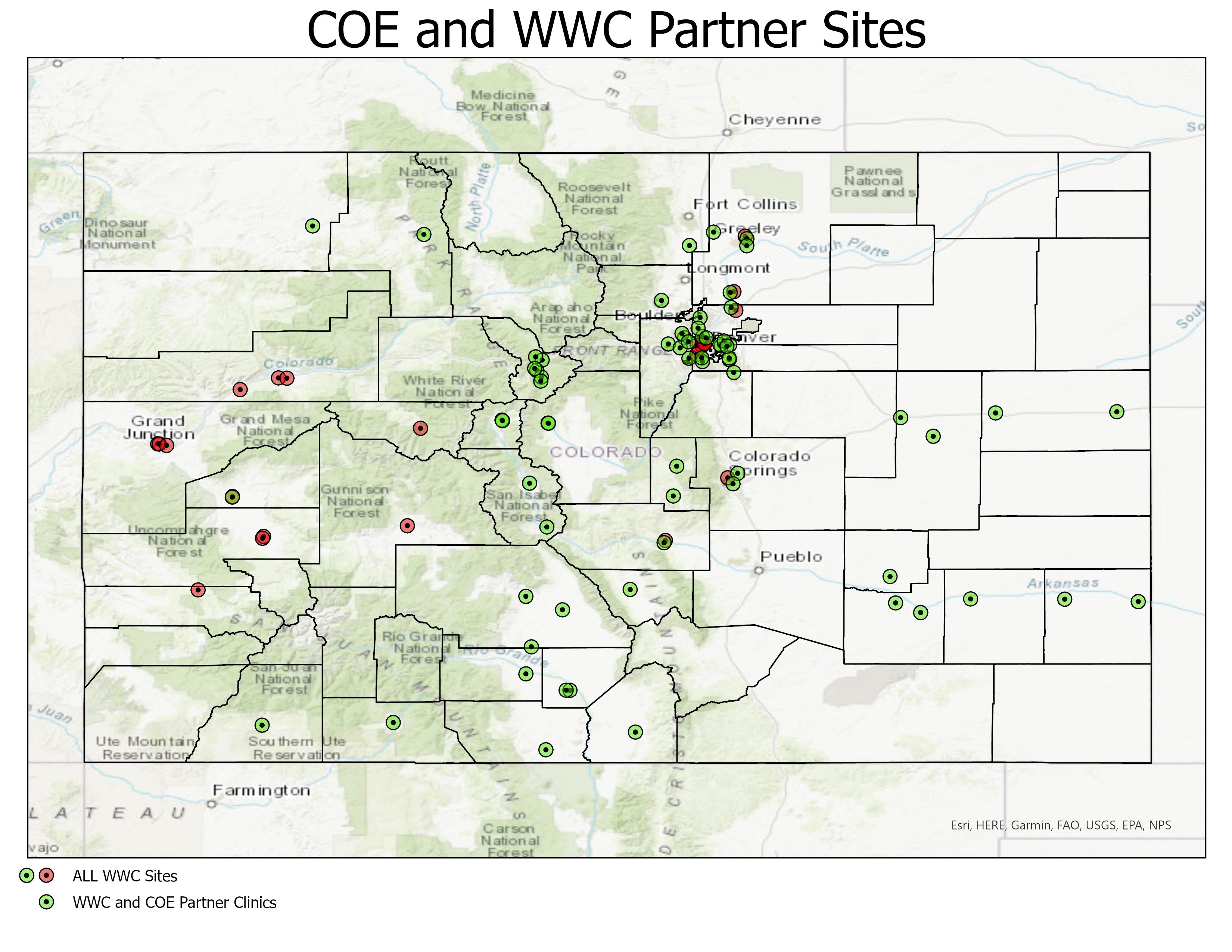 Map of COE Connect to Care