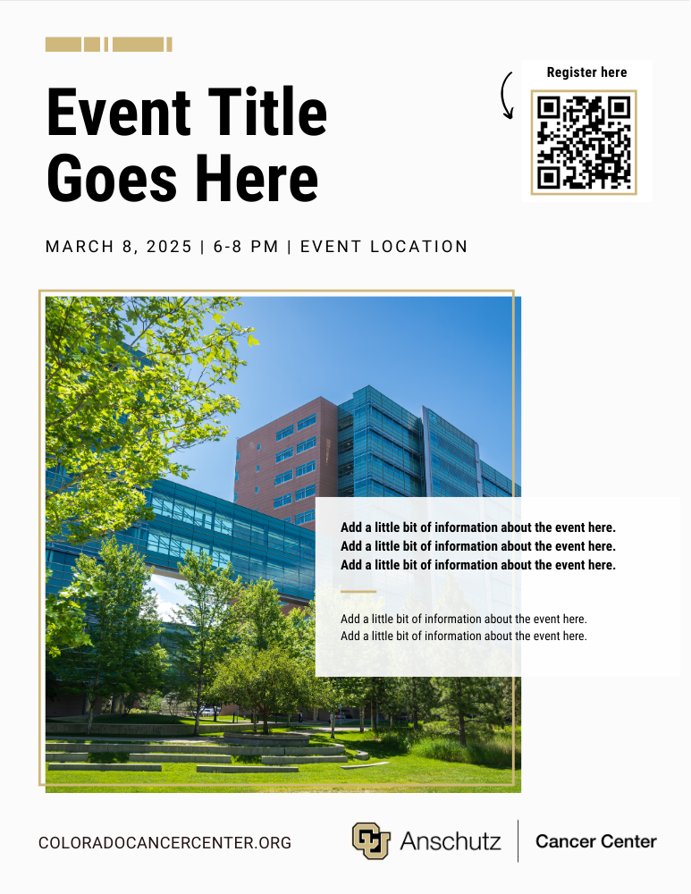 black white and gold sample flyer for cancer center - version 3