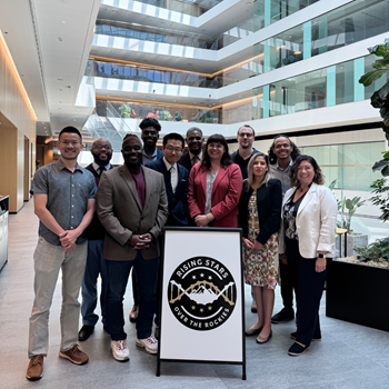 Group of diverse people on a walkway in a vivarium