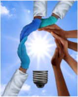 Hands forming a circle around the sun