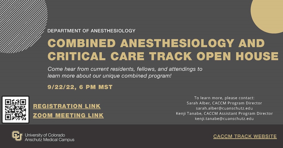 Combined Anesthesiology Critical Care Open House Flyer