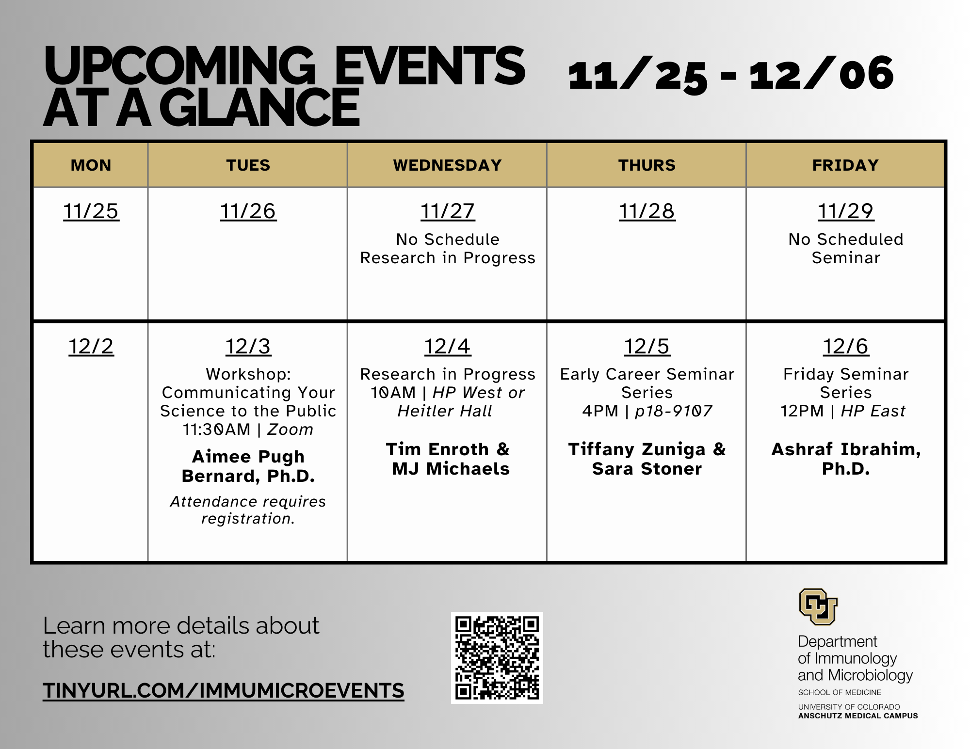 EventsataGlancefortheDepartment11-25through12-6