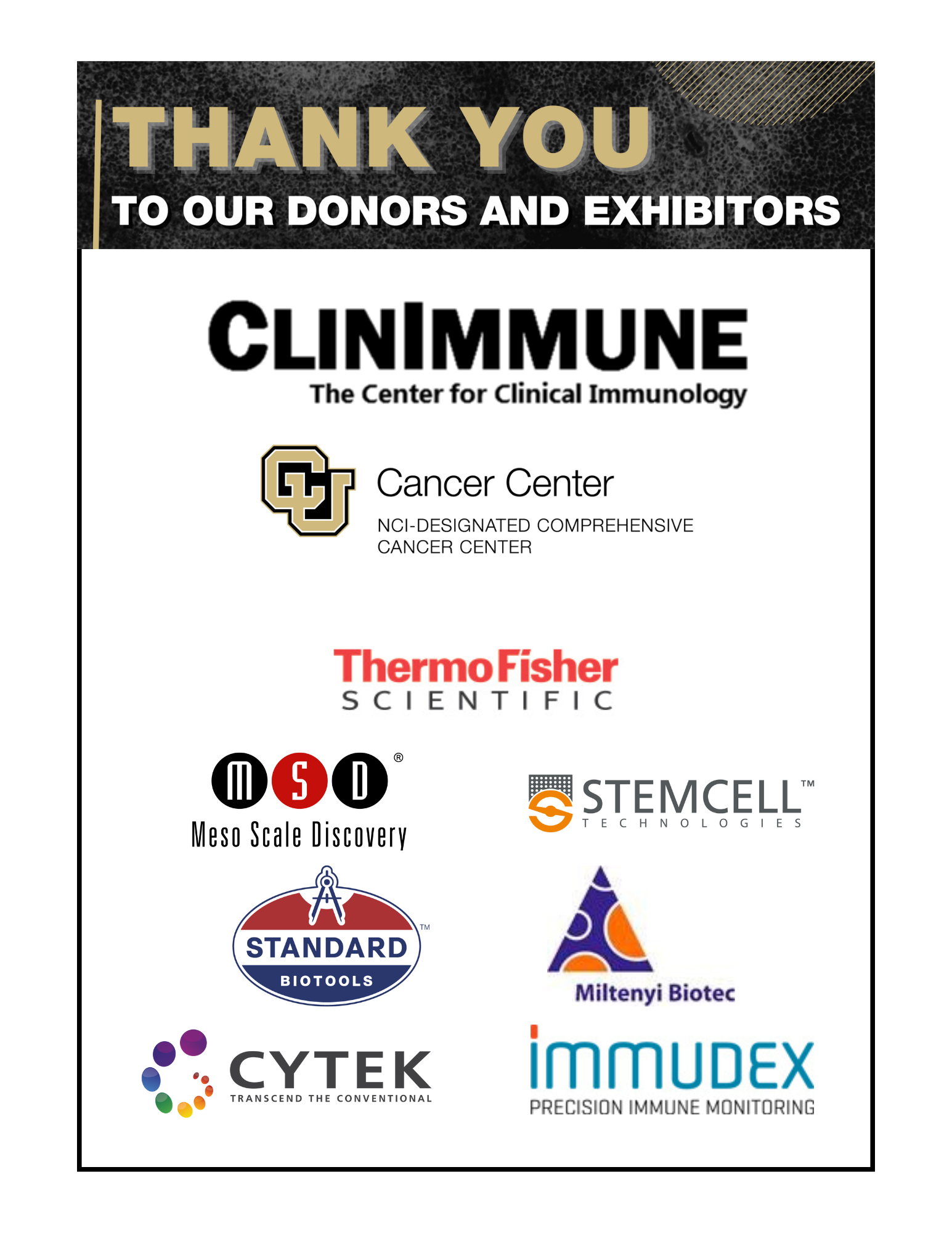 Thankyouflyerfeaturingthelogosofcompaniesandorganziationswhocontributedtotheevent