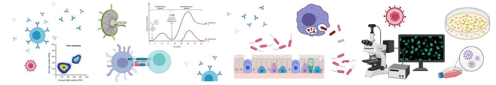 Decorativeillustrationofimmunologyandmicrobiologyconcepts