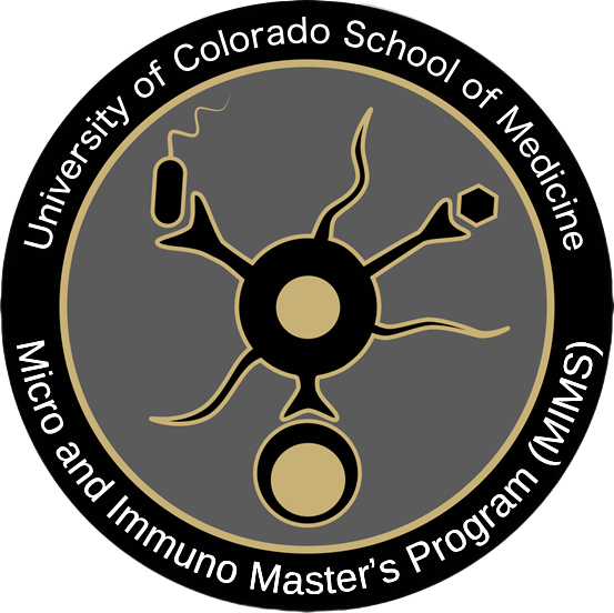 Concentric circles of different colors with merge of micro and immuno organisms in the words Microbiology and Immunology masters program