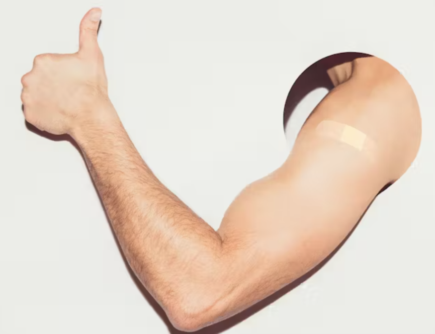 Photoofanarmwithabandaidontheupperarm