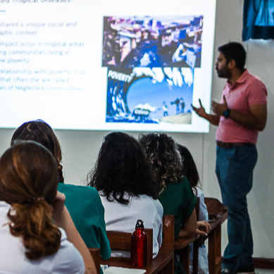 man teaching a class