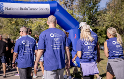 Event participants walking towards the finish line