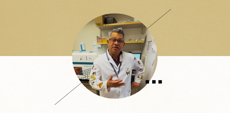 Siddhartha Mitra, PhD, in his research lab.